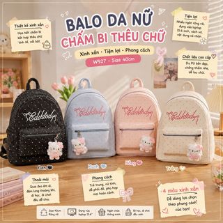 BALO NỮ W927 – Họa Tiết Chấm Bi Thêu Chữ, Form Đẹp Nhìn Là ƯNG
