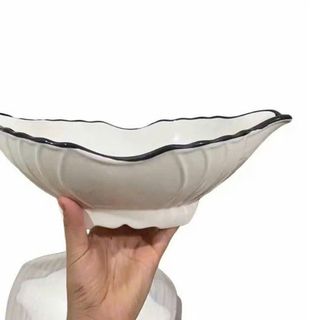 Đĩa/Khay Sứ Dáng Thuyền Viền Đen (THÙNG 10C)