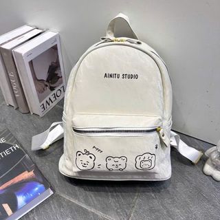 🧸 BALO NHUNG W921 – Hình Gấu Cute, Size 40 Rộng Rãi, Đựng Vừa A4 Và Laptop