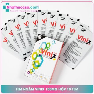 Tem ngậm Vinix 100mg hộp 10 tem