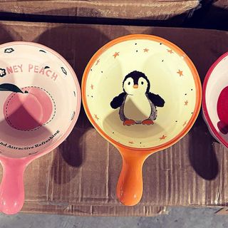 Chảo Sứ Tay Cầm Hoạ Tiết Màu Cute (THÙNG 48C)
