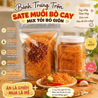 🌶️BÁNH TRÁNG TRỘN SATE MUỐI BÒ CAY MIX TỎI GIÒN – ĂN VẶT ĐẬM VỊ MÃ
