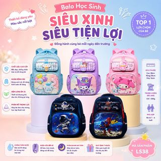 💕 BALO TIỂU HỌC LS38 – Họa Tiết Hoạt Hình Dễ Thương, Form Rộng Cho Bé Tiểu Học