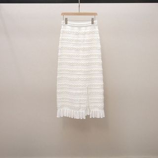 S169 Set Nữ Dệt Kim 2 Món Áo Gile Không Tay + Chân Váy Midi Xẻ Tà DY10487, Màu Trắng Kem, Size S M L