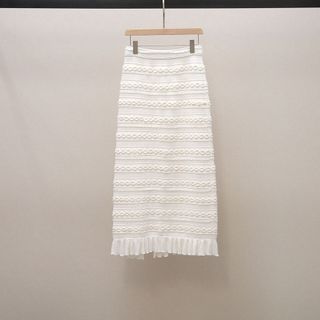 S169 Set Nữ Dệt Kim 2 Món Áo Gile Không Tay + Chân Váy Midi Xẻ Tà DY10487, Màu Trắng Kem, Size S M L