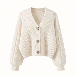 S194 Áo Cardigan Len Nữ Cổ V Dệt Vặn Thừng Form Rộng Phong Cách Hàn Nhật Thu Đông – Freesize