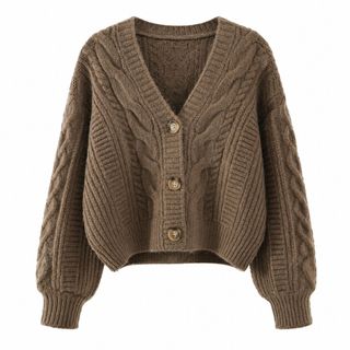 S194 Áo Cardigan Len Nữ Cổ V Dệt Vặn Thừng Form Rộng Phong Cách Hàn Nhật Thu Đông – Freesize