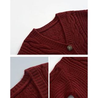 S194 Áo Cardigan Len Nữ Cổ V Dệt Vặn Thừng Form Rộng Phong Cách Hàn Nhật Thu Đông – Freesize