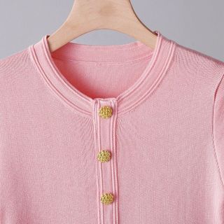 D189 Đầm Nữ Tiểu Thư Pháp Tay Ngắn Phối Màu, Cài Nút Thanh Lịch Size S–L