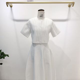 D190 Set Đầm Hai Dây Dáng Dài Và Áo Cardigan Nữ Dệt Kim, Cổ Chữ U, Chiết Eo Thanh Lịch, Size S–XL