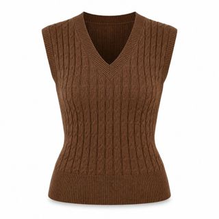 A184 Áo Gile Len Nữ Cổ V Vặn Thừng Dệt Kim Sát Nách Form Ôm Thanh Lịch Freesize