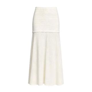 S183 Set Cardigan Dệt Kim Nữ & Chân Váy Dài Viền Bèo Nút Kim Loại Thanh Lịch Công Sở Size S-XL