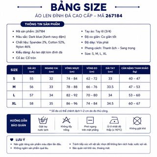 A181 Áo Dệt Kim Nữ Đính Đá Cổ Tròn Peplum 267184 – Màu Xanh Navy – Size S/M/L/XL