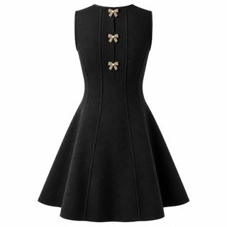 D180 Đầm Nữ  Cổ Tròn Sát Nách Thắt Nơ Sau Chiết Eo Tôn Dáng Thanh Lịch Size S M L