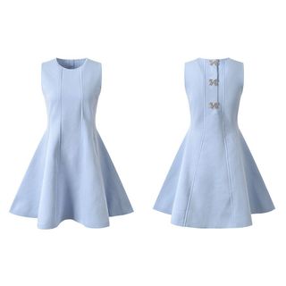D180 Đầm Nữ  Cổ Tròn Sát Nách Thắt Nơ Sau Chiết Eo Tôn Dáng Thanh Lịch Size S M L
