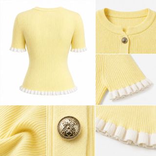 A178 Áo Cardigan Dệt Kim Nữ  Phối Màu Dáng Ôm Nhấn Eo Tay Lửng Phong Cách Tiểu Thư Thanh Lịch Size S M L XL