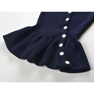 A175 Áo Len Dệt Kim Nữ Cổ Tròn Cài Nút Lệch 258001 Dáng Ngắn Ôm Eo Phối Gấu Bèo Thanh Lịch S M L