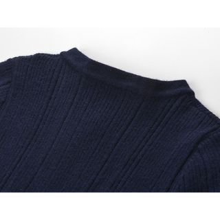 A175 Áo Len Dệt Kim Nữ Cổ Tròn Cài Nút Lệch 258001 Dáng Ngắn Ôm Eo Phối Gấu Bèo Thanh Lịch S M L