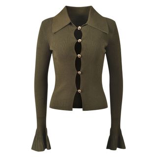 S170 Set Nữ Dệt Kim 2 Món Áo Cardigan Cổ Bẻ Tay Loe + Chân Váy Đuôi Cá Midi Thanh Lịch Công Sở Size S M L