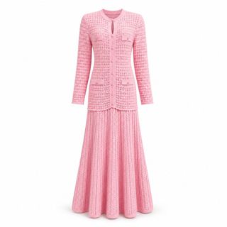 D166 Đầm Dài Nữ Phong Cách Pháp Cổ Tròn Chiết Eo Dáng A Thanh Lịch Tay Ngắn/Tay Dài Size S-XL