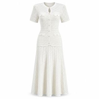 D166 Đầm Dài Nữ Phong Cách Pháp Cổ Tròn Chiết Eo Dáng A Thanh Lịch Tay Ngắn/Tay Dài Size S-XL