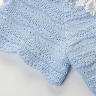 A168 Áo Dệt Kim Nữ Ice Silk Móc Hoa Đính Hạt Dáng Ngắn Tay Lửng Thanh Lịch Size S M L
