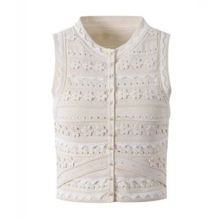 A171 Set Nữ Dệt Kim Cao Cấp 2 Món Áo Sát Nách + Chân Váy Midi Xẻ Nhẹ Phối Viền Thanh Lịch Size S M L