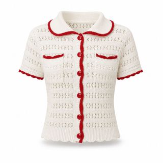 S162 Áo Cardigan Len Nữ Cổ Polo Phối Màu Túi Thanh Lịch Dáng Ôm Ngắn Tay KY2526 Size XS-XXL