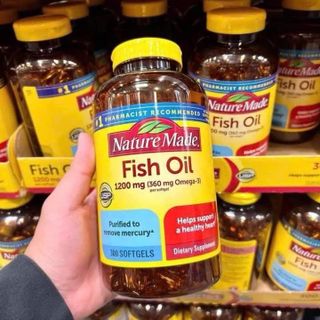 Dầu Cá Nature Made Fish Oil 1200mg Omega 3 Hộp 200 Viên Của Mỹ( mẩu mới)
