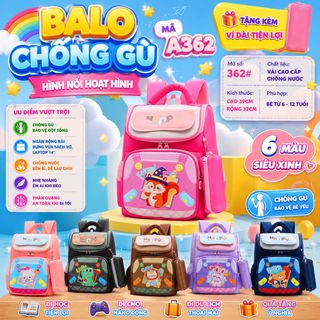 Balo Đi Học A362 Chống Gù, Form Rộng Gọn Gàng Cho Học Sinh