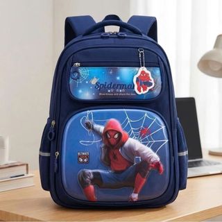 Balo Tiểu Học A2696 SPIDERMAN ULTRAMAN Hình Nổi, Ngăn Trước Khóa Bi