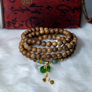 VÒNG TRẦM 108 HẠT MIX ĐÁ TÚI TÀI LỘC - DHOUSELUXURY