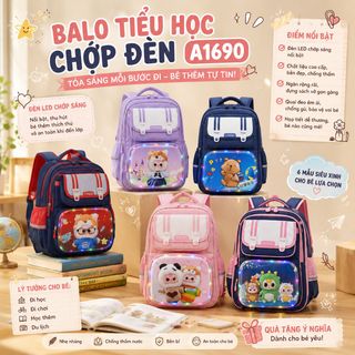 ✨A1690 - BALO TIỂU HỌC CHỚP ĐÈN SIÊU XINH CHO BÉ TRAI BÉ GÁI