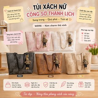 TÚI XÁCH NỮ CÔNG SỞ W898 DA PU THANH LỊCH KÈM CHARM SANG TRỌNG