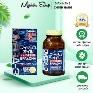 Viên uống dầu cá Omega-3 hỗ trợ tim mạch Orihiro 180 viên