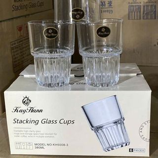 Bộ 6 cốc Thủy Tinh Khía 380ml  (THÙNG 8B)