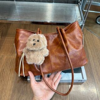 🧸 W894 - Túi Xách Nữ Da PU Tặng Gấu Bông Cute, 2 Ngăn Tiện Dụng Đi Làm Đi Chơi
