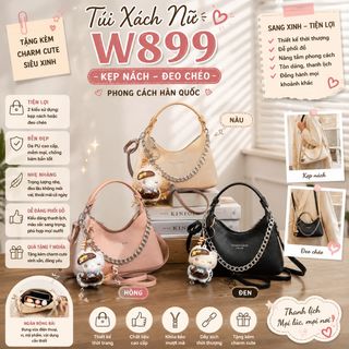 💗[TẶNG CHARM CUTE] Túi Xách Nữ Da PU Trơn Kẹp Nách Đeo Chéo Phong Cách Hàn Quốc W899