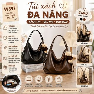 W897 - Túi Xách Nữ Da PU Phong Cách Hàn Quốc Đen Nâu Sang Trọng Dễ Phối