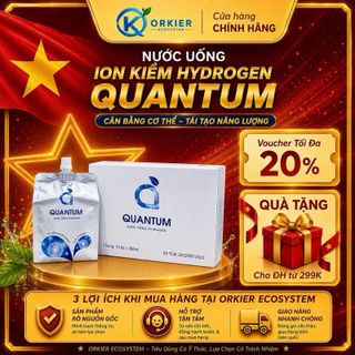 Nước Uống Ion Kiềm Giàu Hydrogen Quantum 350ml x 10 Túi/Thùng- Giúp Bổ Sung Nước, Cân Bằng pH, Giúp Cơ Thể Hạn Chế Tế Bào Gốc Tự Do
