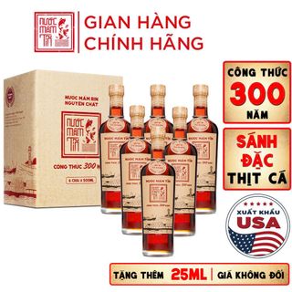 [Thùng 6 chai nước mắm ngon] Nước Mắm Tĩn cá cơm than Nhãn Đỏ Độ Đạm 40N Chai Thủy Tinh 525ml Truyền Thống Sạch