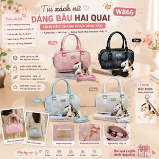 🐴 [TẶNG MÓC KHÓA] TÚI XÁCH NỮ DA PU DÁNG BẦU KÈM CHARM NGỰA XINH XẮN W866