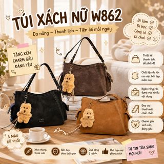 👜 TÚI ĐEO VAI NỮ DA PU THANH LỊCH KÈM CHARM GẤU – ĐI HỌC, ĐI LÀM W862