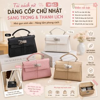 ✨ TÚI XÁCH NỮ DA PU DÁNG CỐP CHỮ NHẬT THANH LỊCH, SANG TRỌNG W863