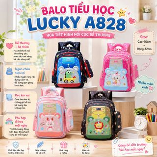 BALO TIỂU HỌC LUCKY HỌA TIẾT HÌNH NỔI HOẠT HÌNH MÃ A828
