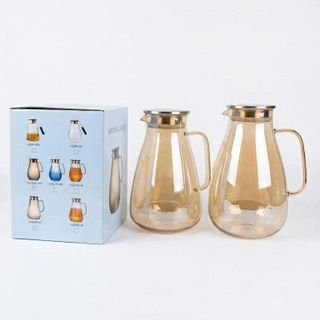 Ca/ Bình Thuỷ Tinh Nắp Inox Quai Cầm Màu Vàng 2.2L (THÙNG 24C)