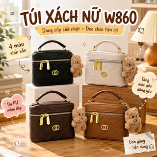 🧸 TÚI XÁCH NỮ DA PU DÁNG CỐP NHỎ XINH KÈM MÓC GẤU ĐÁNG YÊU W860