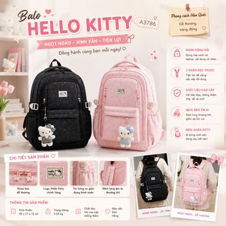 🎀 BALO HELLO KITTY A3786 – IN FULL XINH XẮN, KÈM KHÓA BI BÔNG KITTY ĐÁNG YÊU!