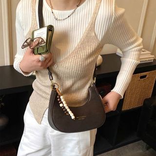 ✨ TÚI XÁCH NỮ W855 – DÁNG THUYỀN THANH LỊCH, 2 KIỂU ĐEO, KÈM CHARM XINH XẮN