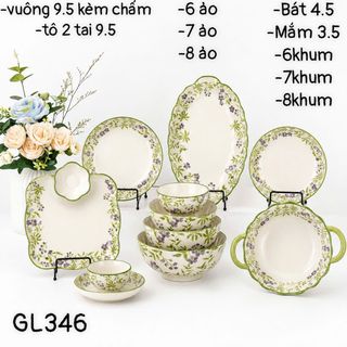 Bát/ Đĩa mắm hoạ tiết hoa xanh GL346 (THÙNG 180C)
